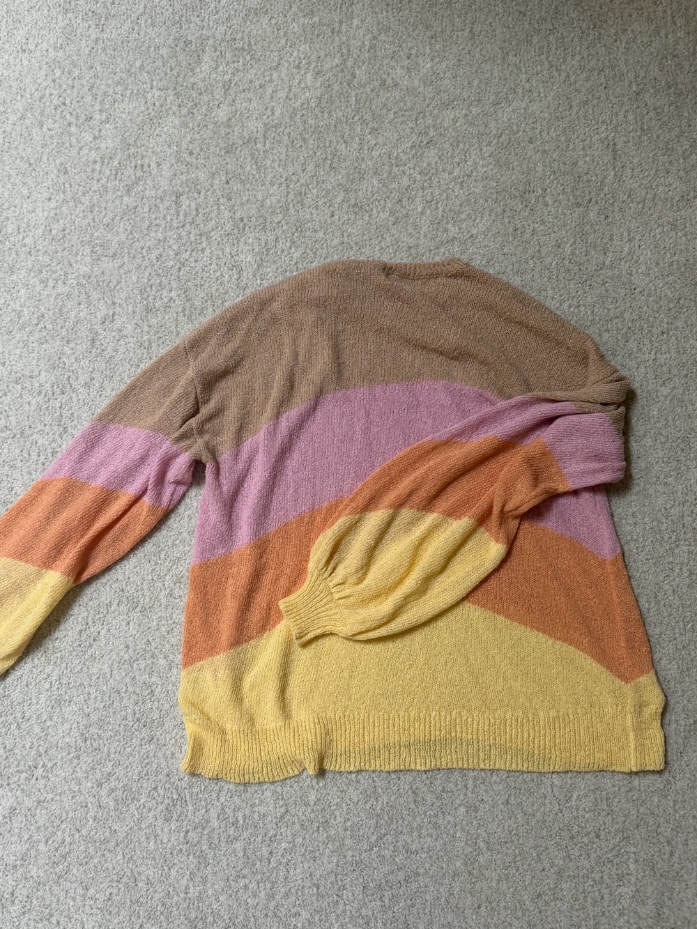 Show Me Your MuMu Pastel Colorblock Crewneck Sweater - Yellow, Pink, Orange, Tan - Picture 7 of 8